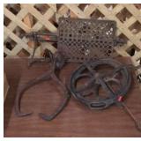 Old Iron Treadle, Wheel and Ice Tongs