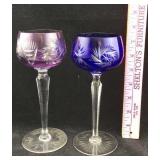 Blue and Violet Crystal Stemware Glasses