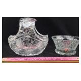 Etched Crystal Basket & Crystal Bowl