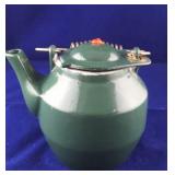 Heavy Small Green Cast Iron Woodstove Kettle
