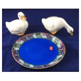 Pair of Ceramic Ducks And Old English Swan Plate