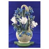Blue and White Flower Cast Iron Doorstop