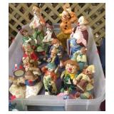 Huge Bin Full of 15 Ceramic Clown Figurines