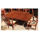 Dining Table with 2 Leaves, 6 Chairs, and 2 Pads
