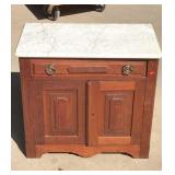 Old Marble Top Oak Cabinet with 1 Drawer