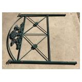 Green Cast Iron Headboard w/ Bird & Floral Motif