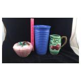 Strawberry Dish, Apple Pitcher, Blue Vase