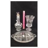 Four Chambered Decanter, Coin Vase, Divided Tray