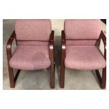 Pair of Upholstered Wood Frame Office Chairs