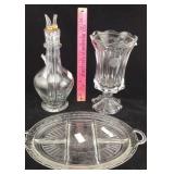 Four Chambered Decanter, Coin Vase, Divided Tray