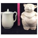Hall Pitcher & Smiling Pig Cookie Jar