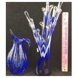 Blue Art Glass Vases