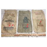3 Vintage Cotton Printed Sugar Bags