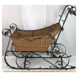 Wicker and Metal Sled Decoration with Lights