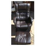 Faux Leather Glider Recliner with Ottoman