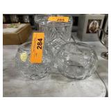 2PC CRYSTAL VOTIVES / ROSE BOWLS KROSNO MORE