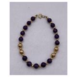 14K GOLD & AMETHYST BEADED BRACELET 5.54 GRAMS
