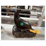CARVED WOOD SEAL SCULPTURE