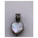STERLING SILVER MOP HEART PENDANT
