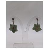 STERLING SILVER & JADEITE PIERCED EARRINGS