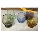 5 PIECE VTG SCHNAPPS GLASSES / VASELINE +