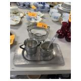 VTG PEWTER TRAY / CREAMER & SUGAR MORE