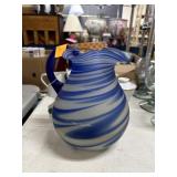 HAND BLOWN SWIRL GLASS PITCHER