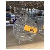 VTG FOOTED CRYSTAL LIDDED CANDY JAR