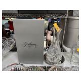 GORHAM CRYSTAL WINE DECANTER W BOX & COASTER