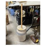 ANTIQUE STONEWARE POTTERY BUTTER CHURN NOTE