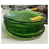 LOT OF 6 GREEN GLASS PLATES