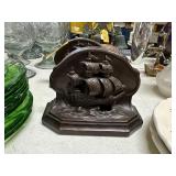 VINTAGE PAIR OF SPELTER SHIP BOOKENDS