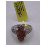 STERLING SILVER/CHERRY TANZURINE/GEMSTONE RING