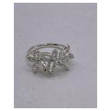 STERLING SILVER BUTTERFLY RING W/ A DIAMOND