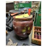 VTG CARVED WOOD LIDDED CANISTER