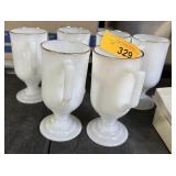 LOT OF 6 MILK GLASS IRISH COFFEE GLASSES