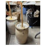 ATQ 4 GALLON STONEWARE POTTERY BUTTER CHURN NOTE