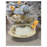 3PC RS PRUSSIA CHINA SUGAR BOWL MORE
