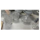 LOT OF VTG PRESSED GLASS / SUGAR BOWL MORE