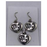 KOKOPELLI  STERLING SILVER EARRINGS & PENDANT SET