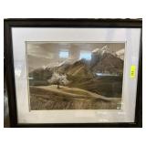 LARGE FRAMED PHOTOGRAPH MOUNTAINS