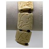 CARVED BONE ELEPHANT BRACELET
