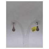 STERLING SILVER & DIAMOND PIERCED EARRINGS