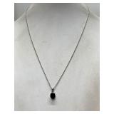 THAI BLACK SPINEL PENDAT W/ STAINLESS STEEL CHAIN