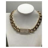 RJ GRAZIANO CUBAN CHAIN W/ RHINESTONE NECKLACE