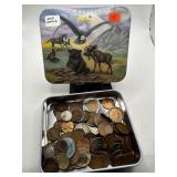 TIN OF MIXED COIS WHEAT BUFFALO IHP MEMORIAL ETC