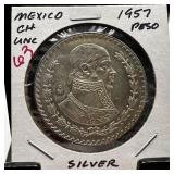 1957 MEXICO SILVER PESO HIGH GRADE