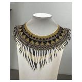 FRINGE BEADED COLLAR NECKLACE