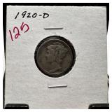 1920-D MERCURY SILVER DIME