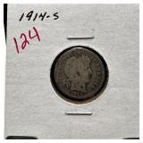 1914-S BARBER SILVER DIME